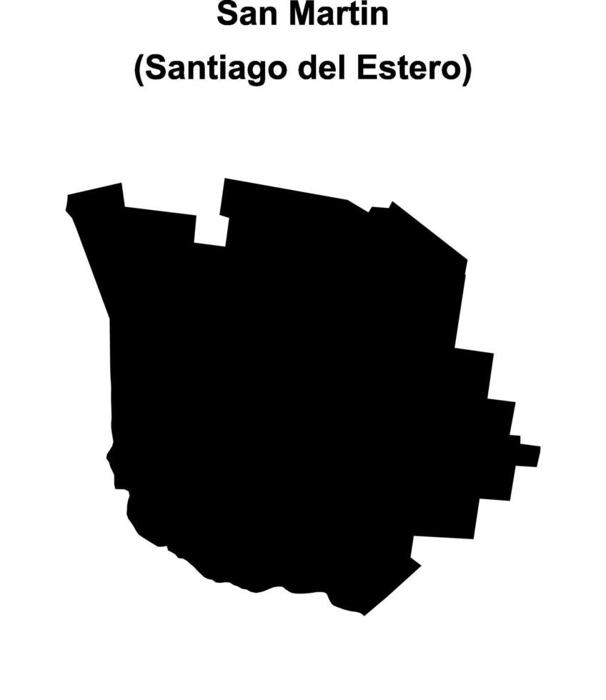 San Martin department, Santiago del Estero blank outline map vector