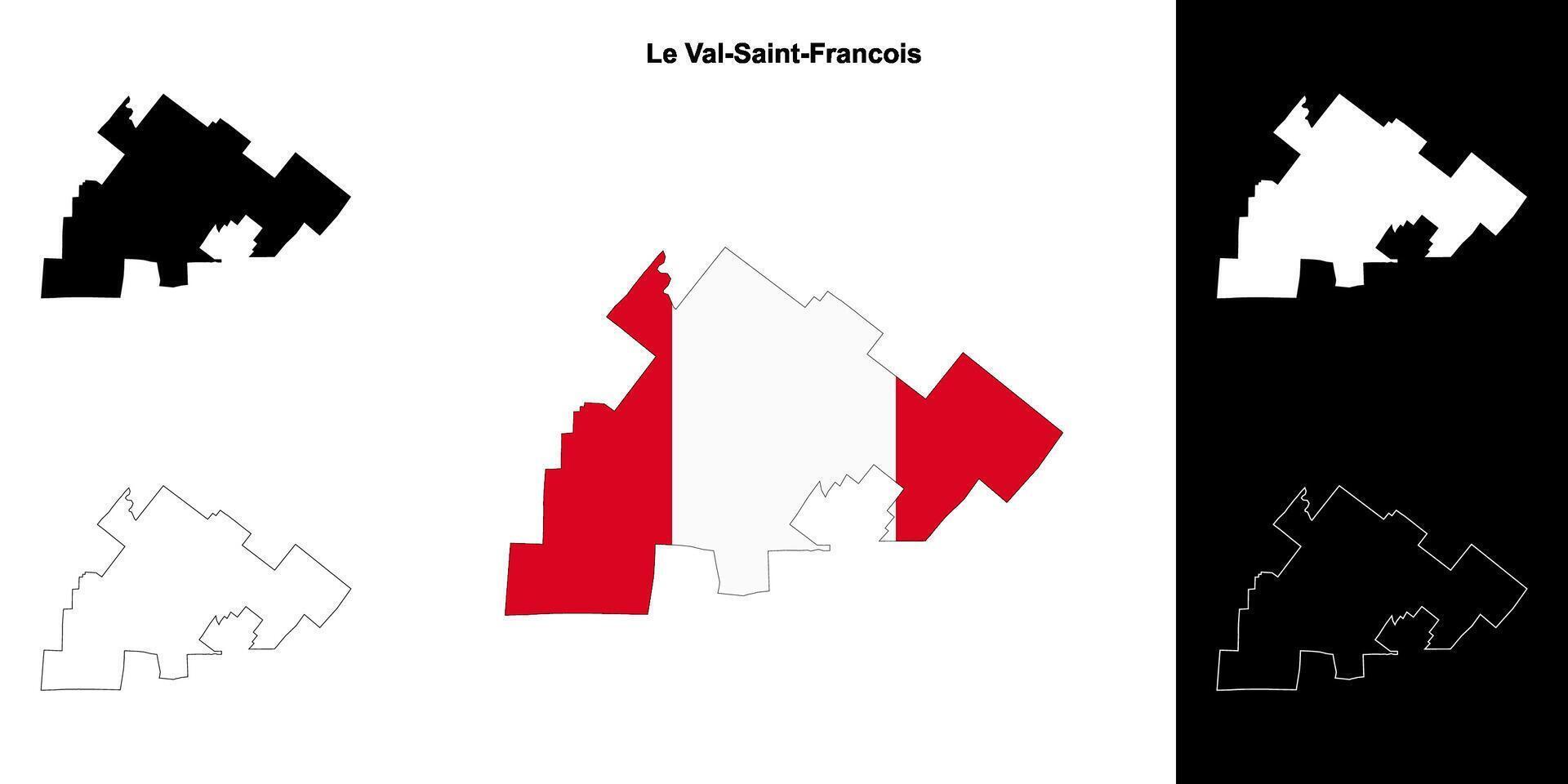 Le Val-Saint-Francois, Quebec outline map set vector