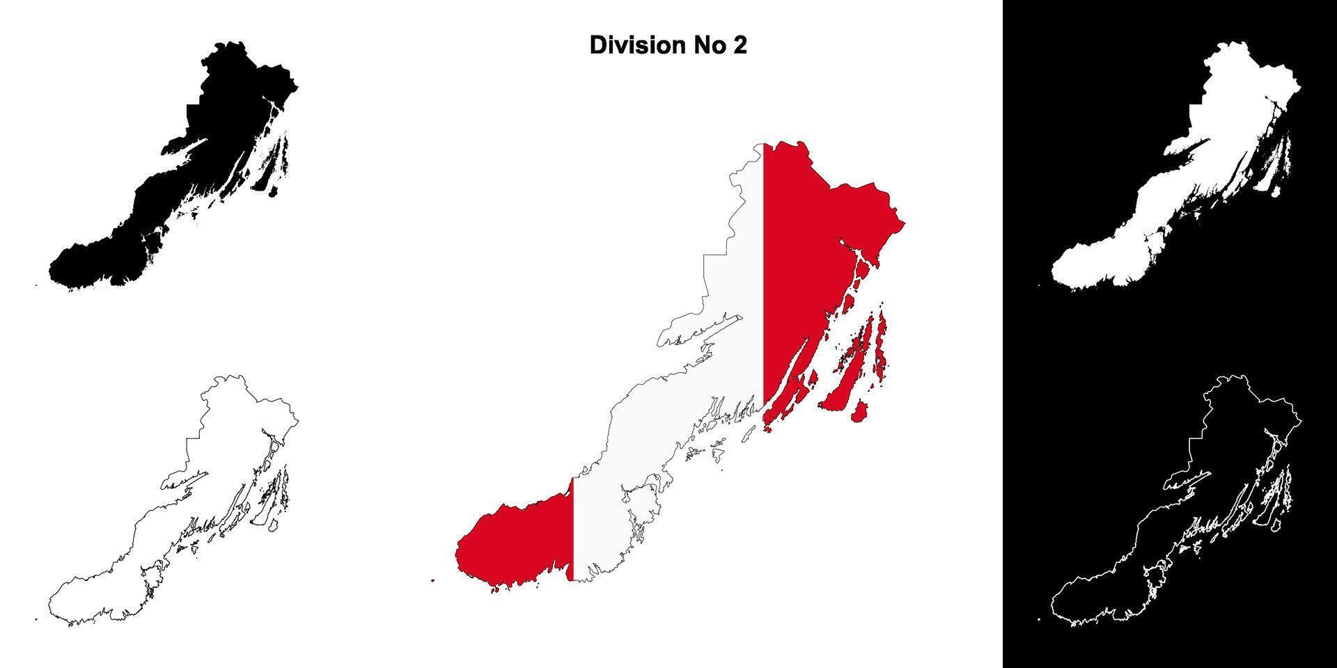 Division No 2, Newfoundland and Labrador outline map set vector