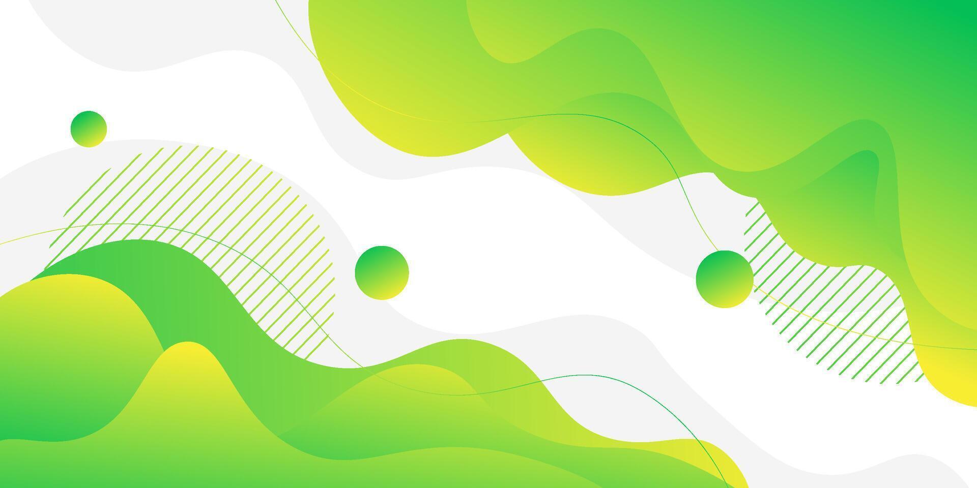 Bright green geometric business banner on white background design. Creative banner design with wave shape and lines as template. Simple horizontal banner. Eps10 vector