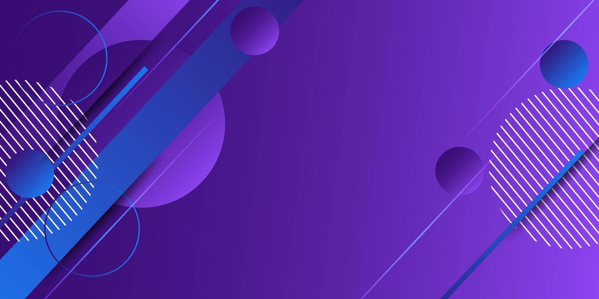 Dynamic abstract purple and blue gradient geometric background illustration with simple rectangle and circle curve pattern. Cool and bright design. Eps10 vector