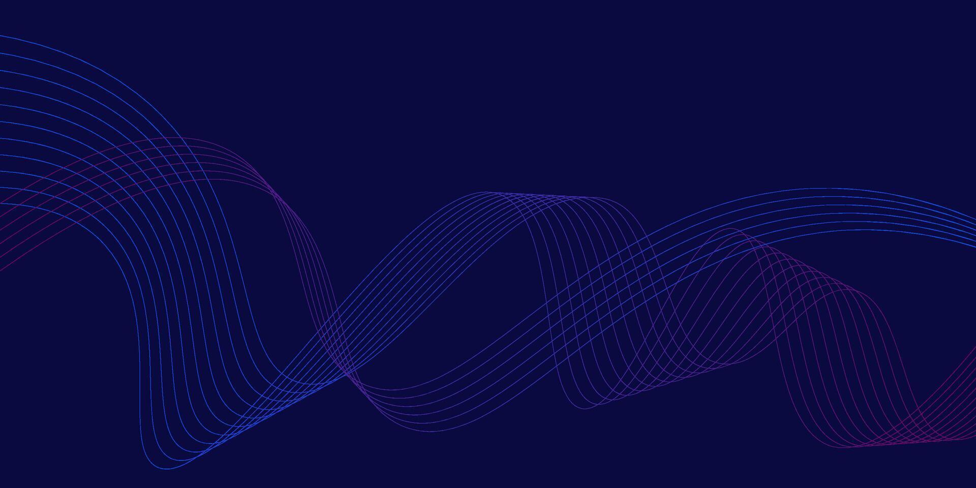 Dark blue abstract background. Futuristic technology line background with wavy light effect. eps10 vector