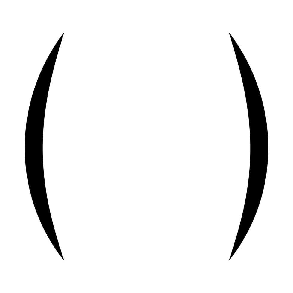 Curved parentheses, punctuation symbol brackets, geometric shape contact lenses vector