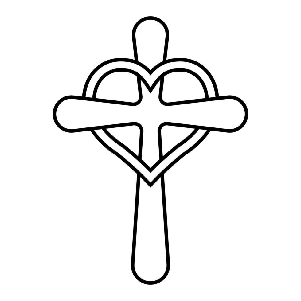 Heart wrapped around cross, Christian symbol faith, hope love God vector