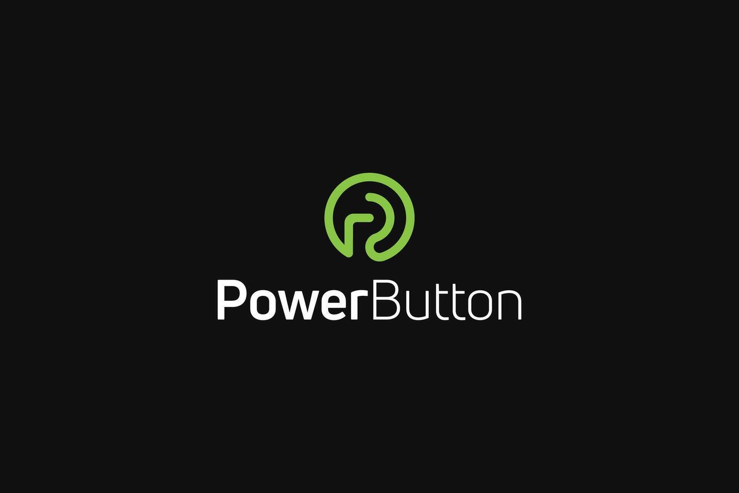 Letter P line art technological power button logo vector