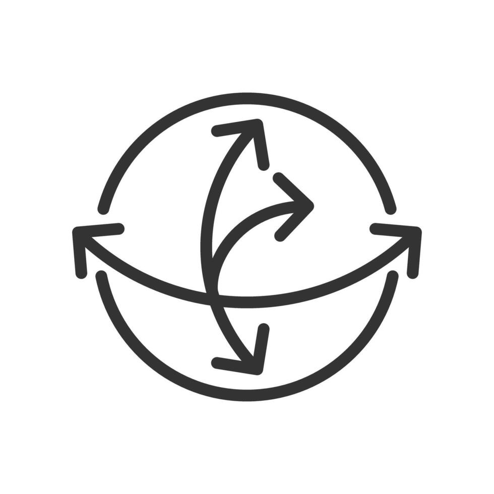 Coriolis force linear icon. Atmospheric dynamics. Earth's rotation effects. Global weather systems. Meteorology. Thin line illustration. Contour symbol. outline drawing. Editable stroke vector