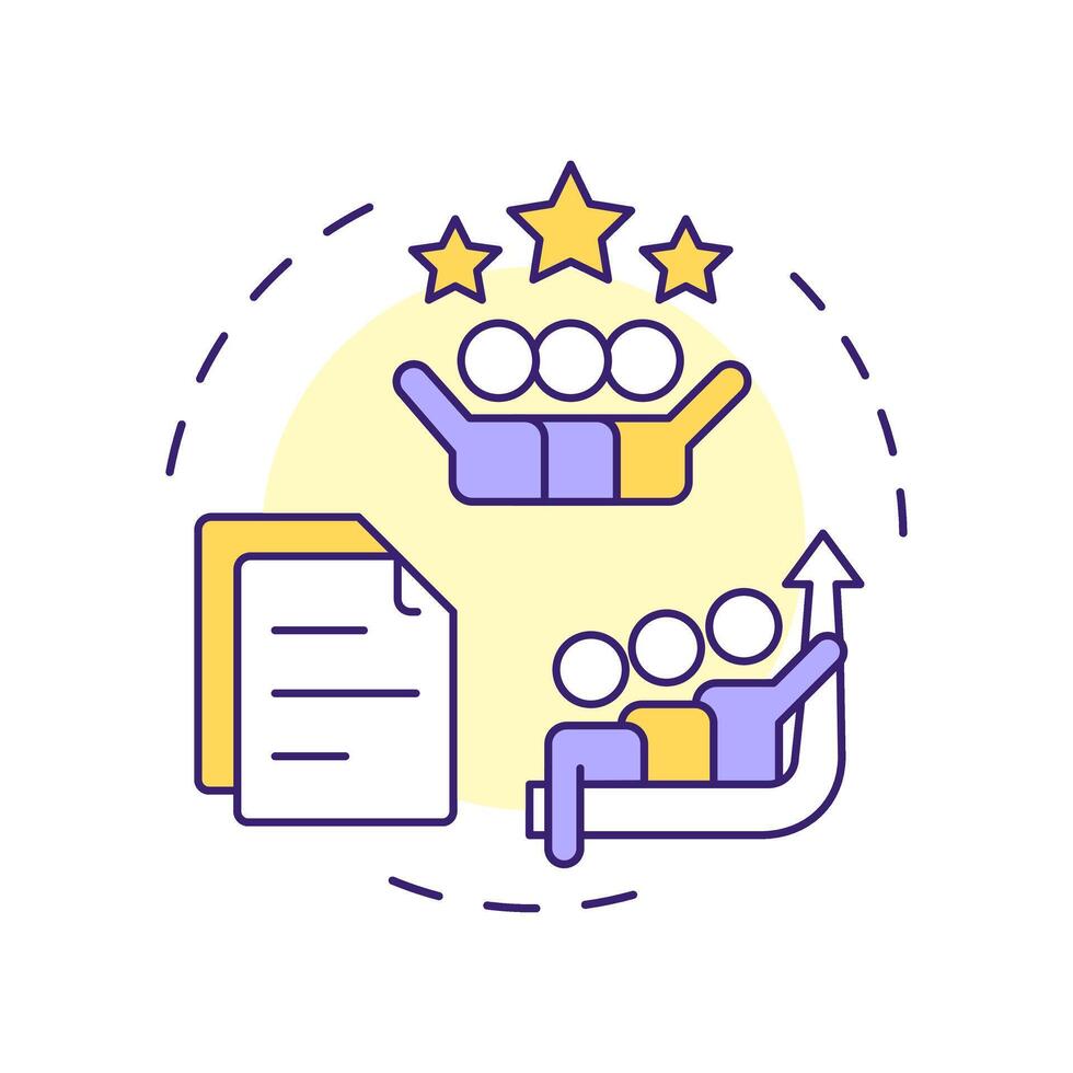 Increased accountability multi color concept icon. Business documentation, responsibility. Round shape line illustration. Abstract idea. Graphic design. Easy to use in infographic, presentation vector