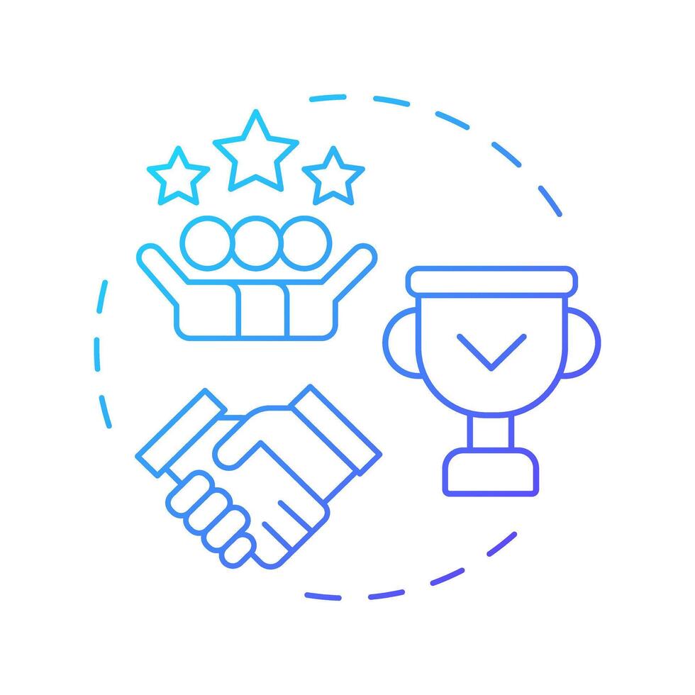 Factoring company reputation blue gradient concept icon. Industry expertise. Reliable service. Choosing company. Round shape line illustration. Abstract idea. Graphic design. Easy to use in article vector