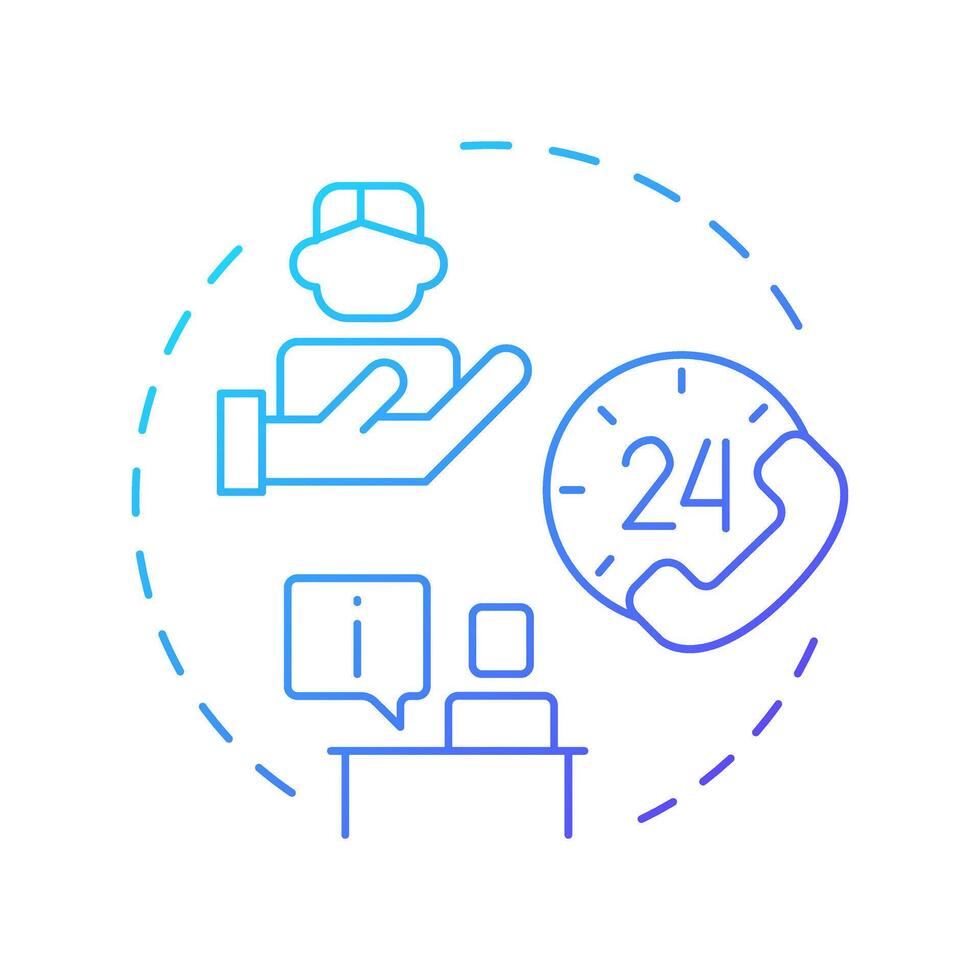 Customer service blue gradient concept icon. Choosing factoring company. Around the clock customer service. Round shape line illustration. Abstract idea. Graphic design. Easy to use in article vector