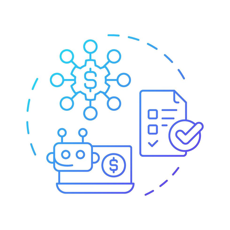 Outsourced accounts receivable blue gradient concept icon. Benefits of factoring. Administrative relief. Round shape line illustration. Abstract idea. Graphic design. Easy to use in article vector