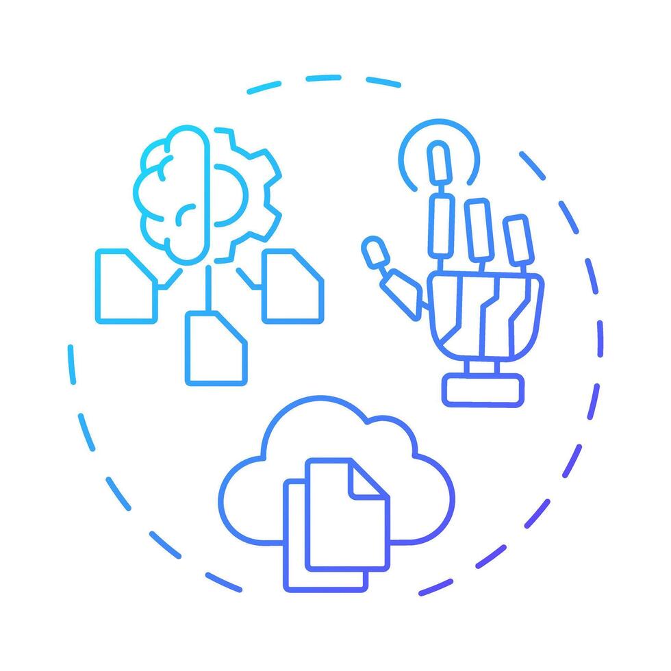 Synthetic data blue gradient concept icon. Type of privacy enhancing technologies. information. Round shape line illustration. Abstract idea. Graphic design. Easy to use in article vector