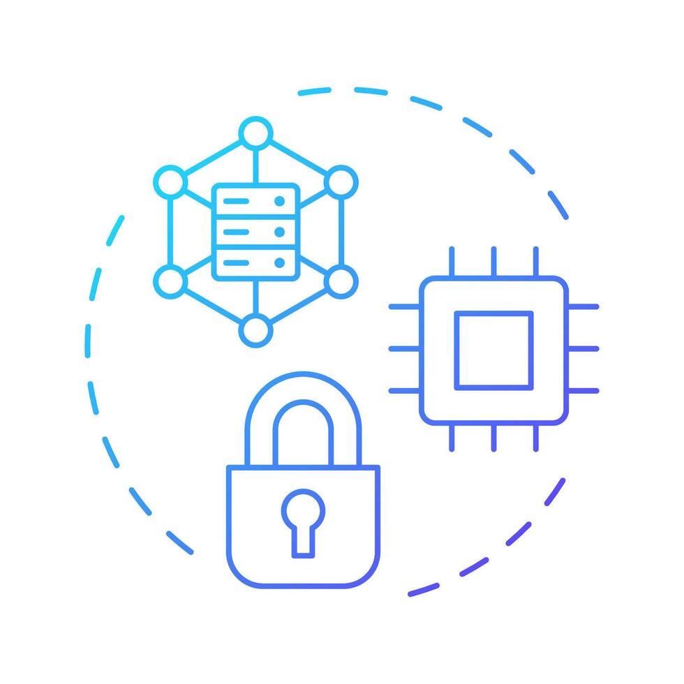 Confidential computing blue gradient concept icon. Type of privacy enhancing technologies. Secure data processing. Round shape line illustration. Abstract idea. Graphic design. Easy to use in article vector