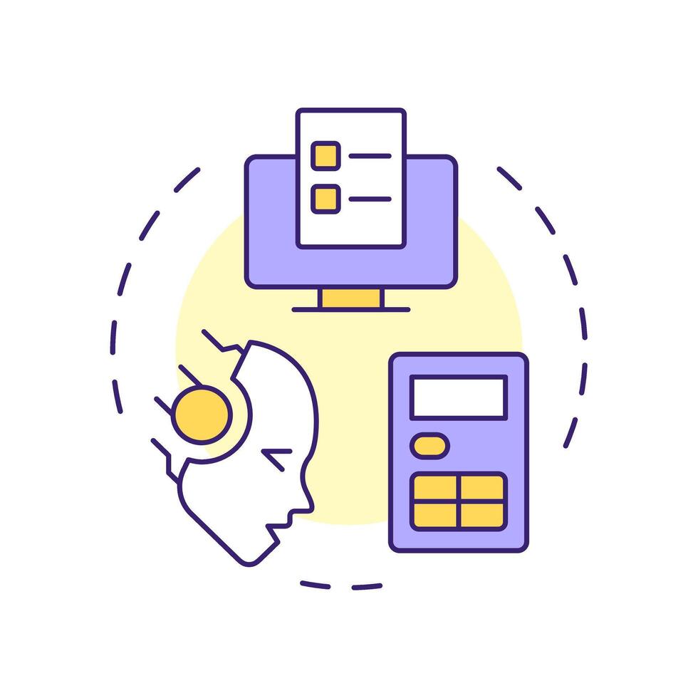 Financial process automation multi color concept icon. Artificial intelligence, accounting. Round shape line illustration. Abstract idea. Graphic design. Easy to use in infographic, presentation vector