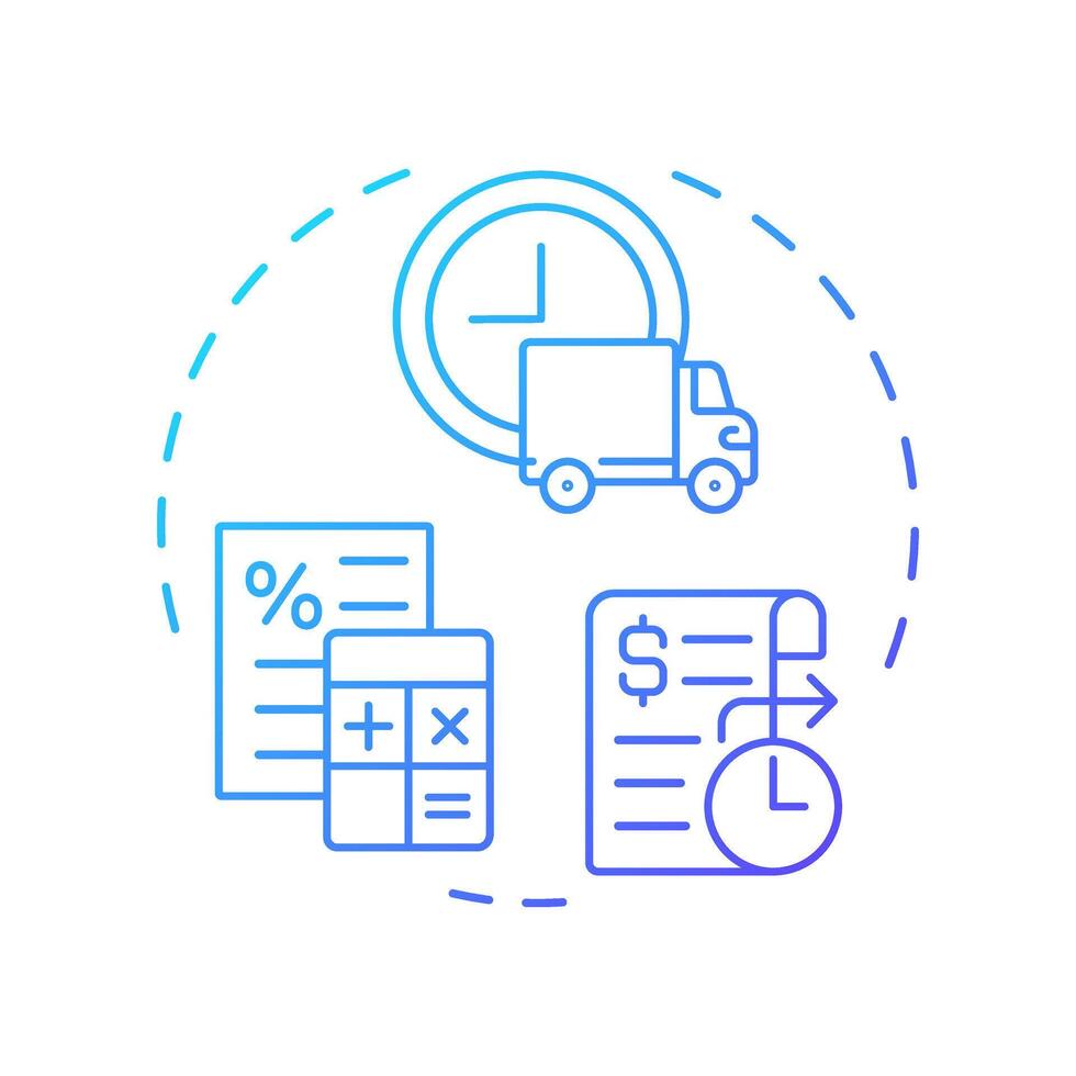 Sell and invoice customers blue gradient concept icon. Factoring process. Debtor transaction details. Round shape line illustration. Abstract idea. Graphic design. Easy to use in article vector