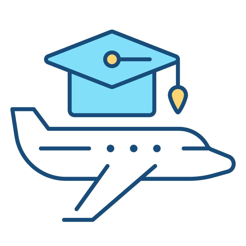 Flight lessons RGB color icon. Pilot education, graduation. Aviation service, avionics. Certification, compliance. Isolated illustration. Simple filled line drawing. Editable stroke vector