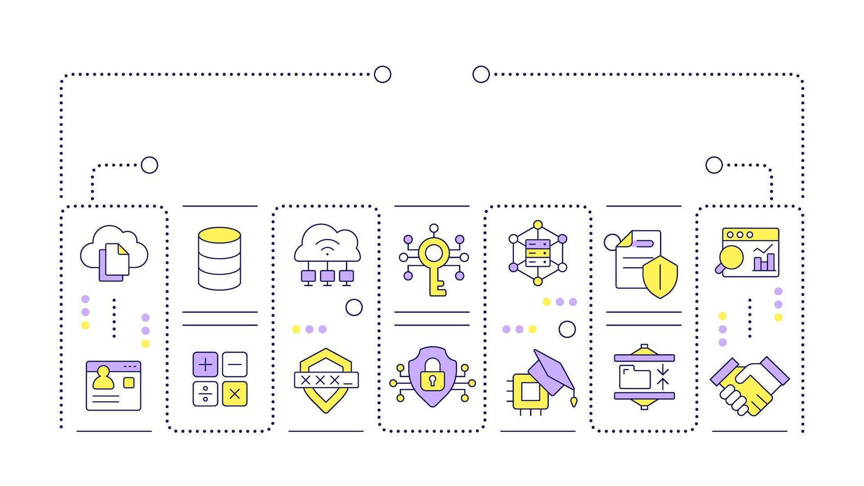Privacy-enhancing technologies word concept isolated on white. Secure data collection and processing. Creative illustration banner surrounded by editable line colorful icons vector