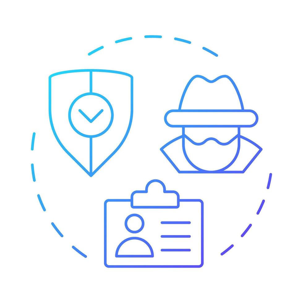 Anonymisation blue gradient concept icon. Type of privacy enhancing technologies. Concealing personal data. Round shape line illustration. Abstract idea. Graphic design. Easy to use in article vector