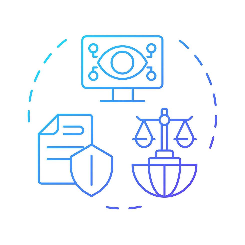 Lawfulness and transparency blue gradient concept icon. GDPR principle. Legal compliance. Data protection. Round shape line illustration. Abstract idea. Graphic design. Easy to use in article vector