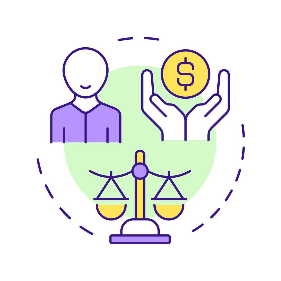 Equity multi color concept icon. Assets management, business. Legislation, compliance. Round shape line illustration. Abstract idea. Graphic design. Easy to use in infographic, presentation vector