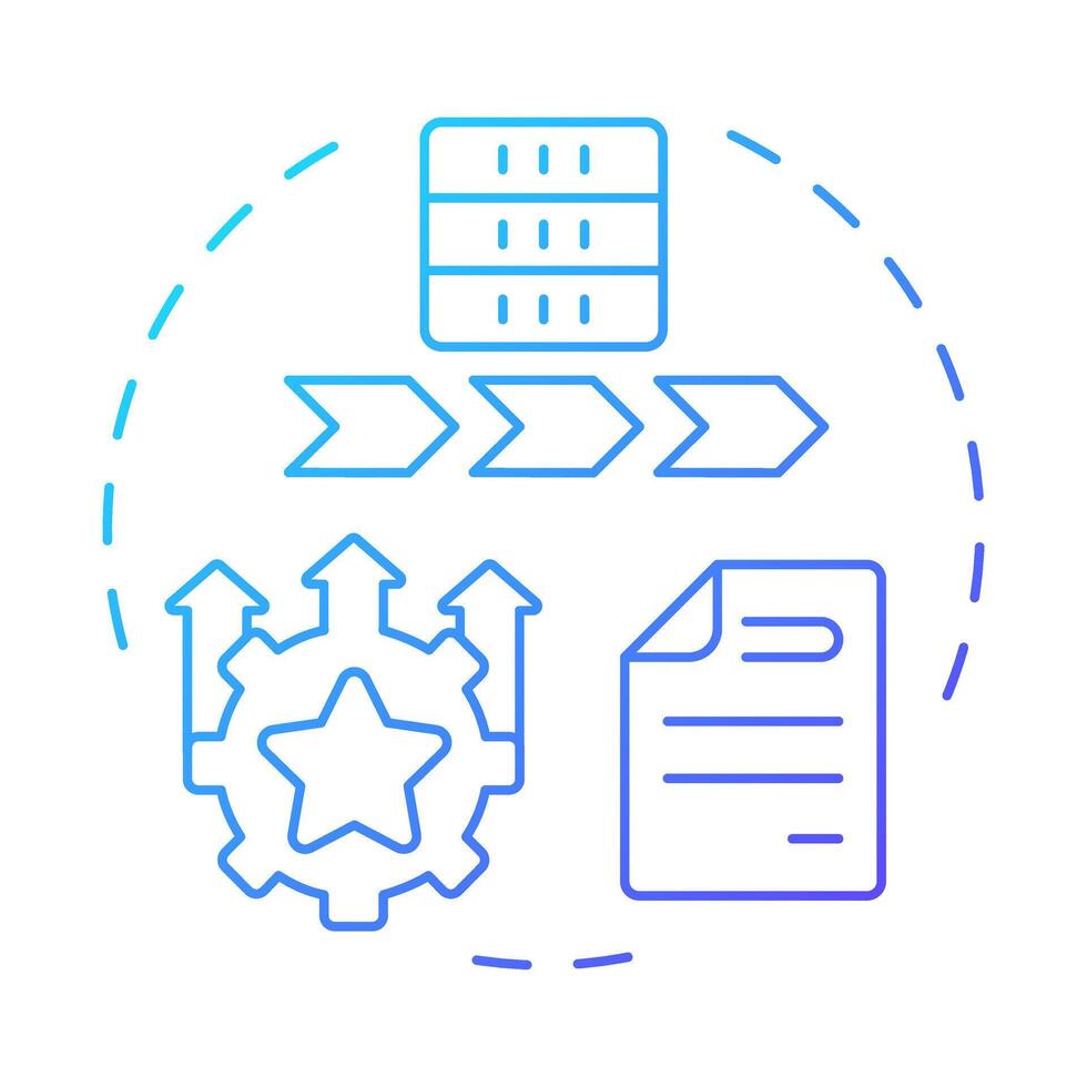 Optimizing stage blue gradient concept icon. Data governance maturity model. Continuous improvement. Round shape line illustration. Abstract idea. Graphic design. Easy to use in article vector