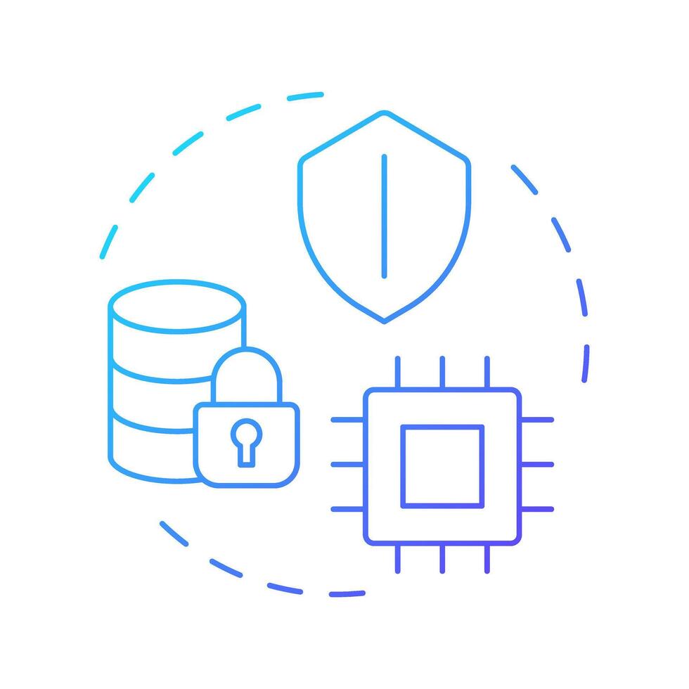 Trusted execution environments blue gradient concept icon. Privacy enhancing technologies. Secure data processing. Round shape line illustration. Abstract idea. Graphic design. Easy to use in article vector