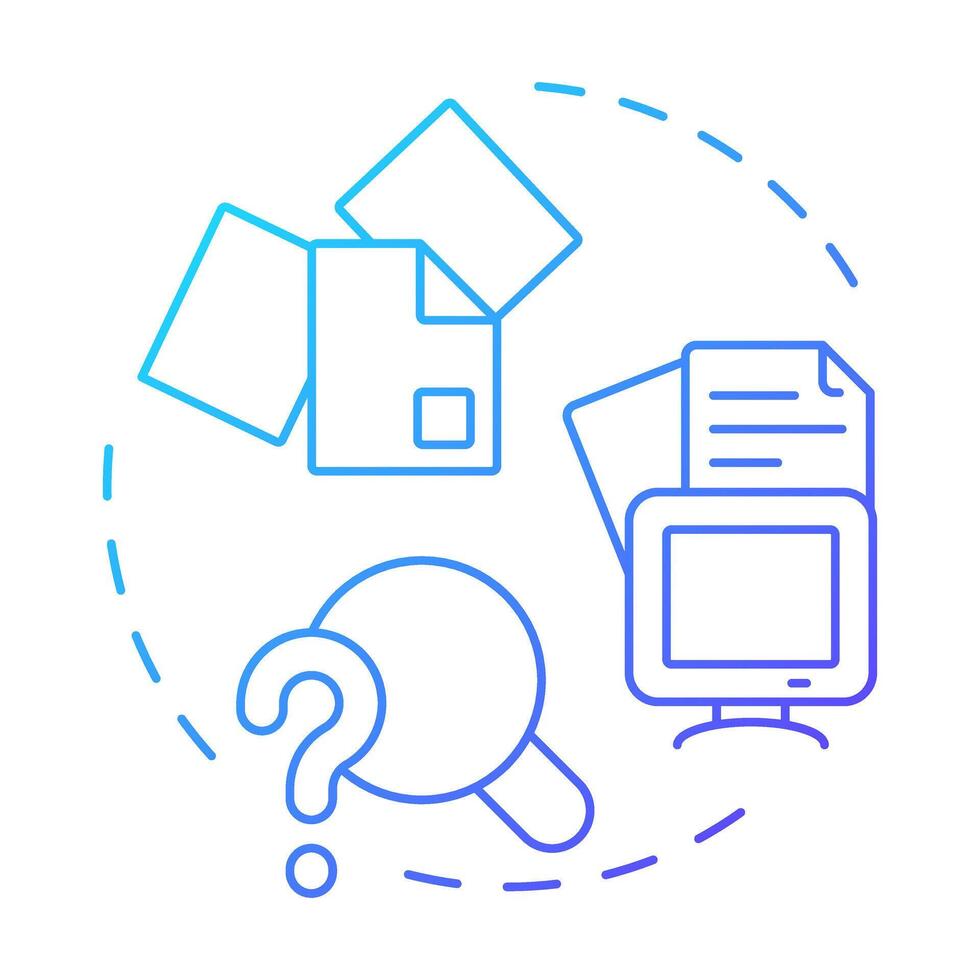 Initial stage blue gradient concept icon. Data governance maturity model. Disorganized data management. Round shape line illustration. Abstract idea. Graphic design. Easy to use in article vector