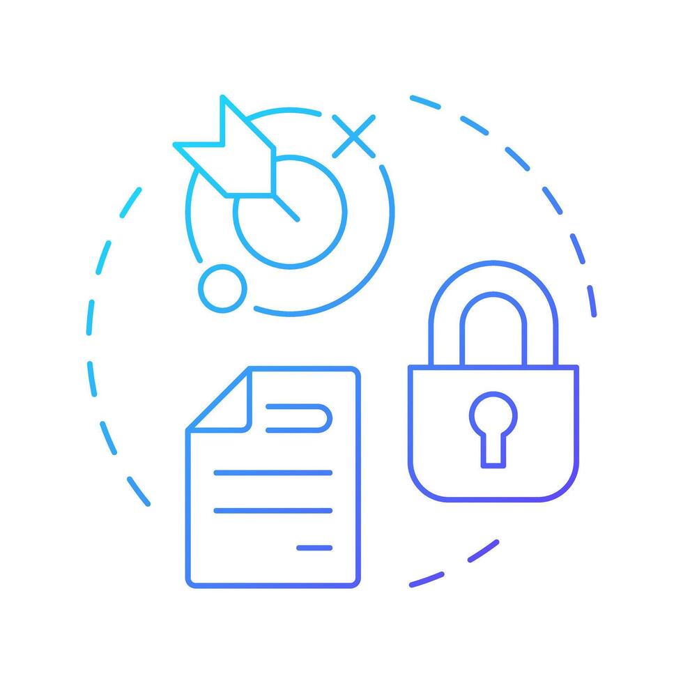 Purpose limitation blue gradient concept icon. GDPR Principle. Restricted data use. Data protection regulation. Round shape line illustration. Abstract idea. Graphic design. Easy to use in article vector