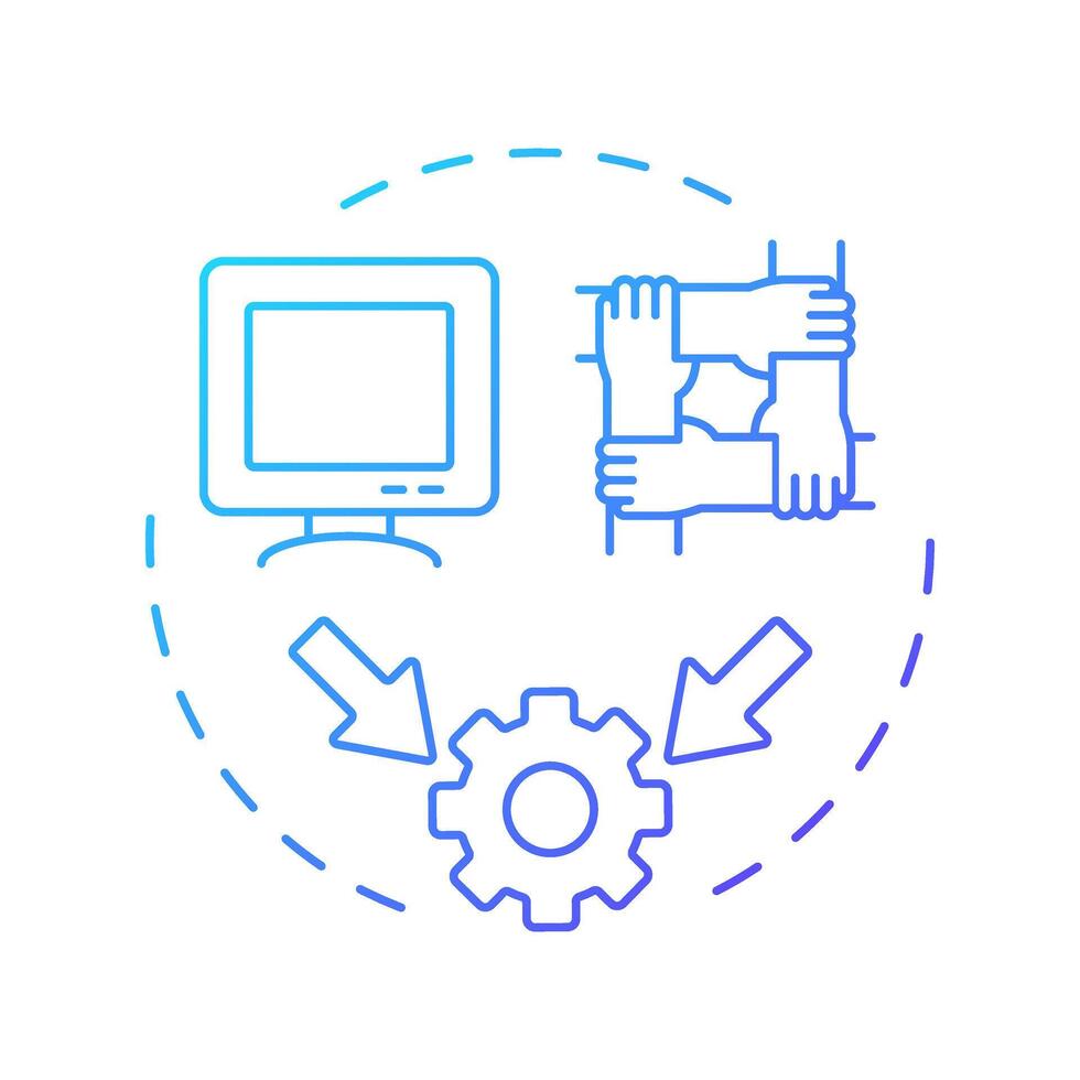 Secure multiparty computation blue gradient concept icon. Type of privacy enhancing technologies. Data clean rooms. Round shape line illustration. Abstract idea. Graphic design. Easy to use in article vector