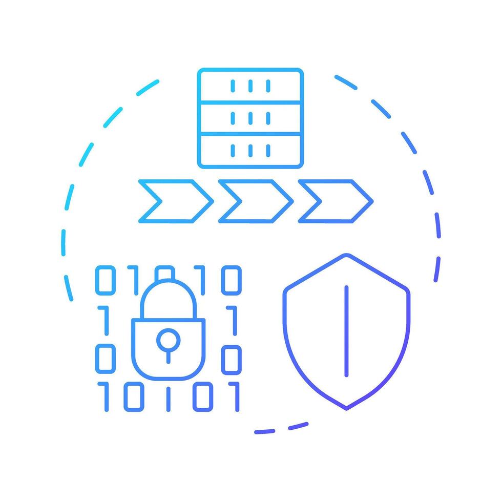 Integrity and confidentiality blue gradient concept icon. GDPR Principle. Secure and reliable data processing. Round shape line illustration. Abstract idea. Graphic design. Easy to use in article vector