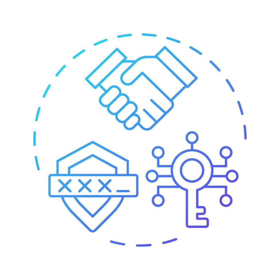 Zero-knowledge proofs blue gradient concept icon. Type of privacy enhancing technologies. Secure verification. Round shape line illustration. Abstract idea. Graphic design. Easy to use in article vector