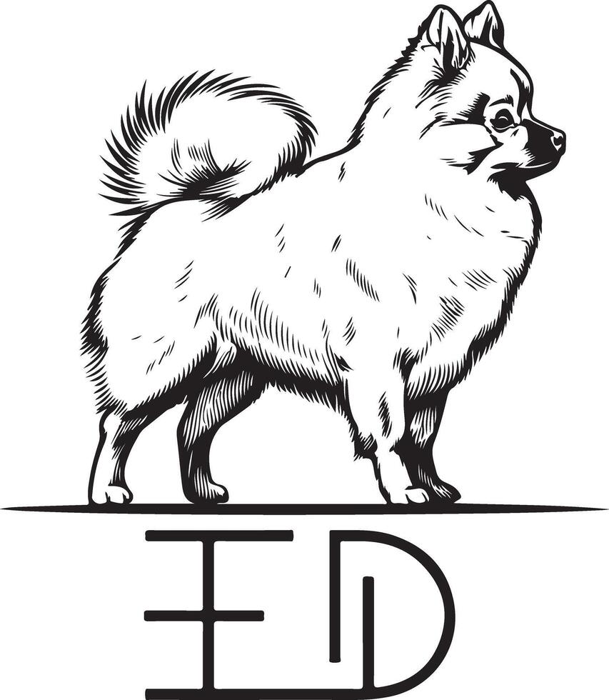 Silhouette of a small fluffy Pomeranian dog vector