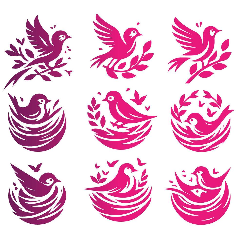 Roost Rise nesting bird collection logo vector