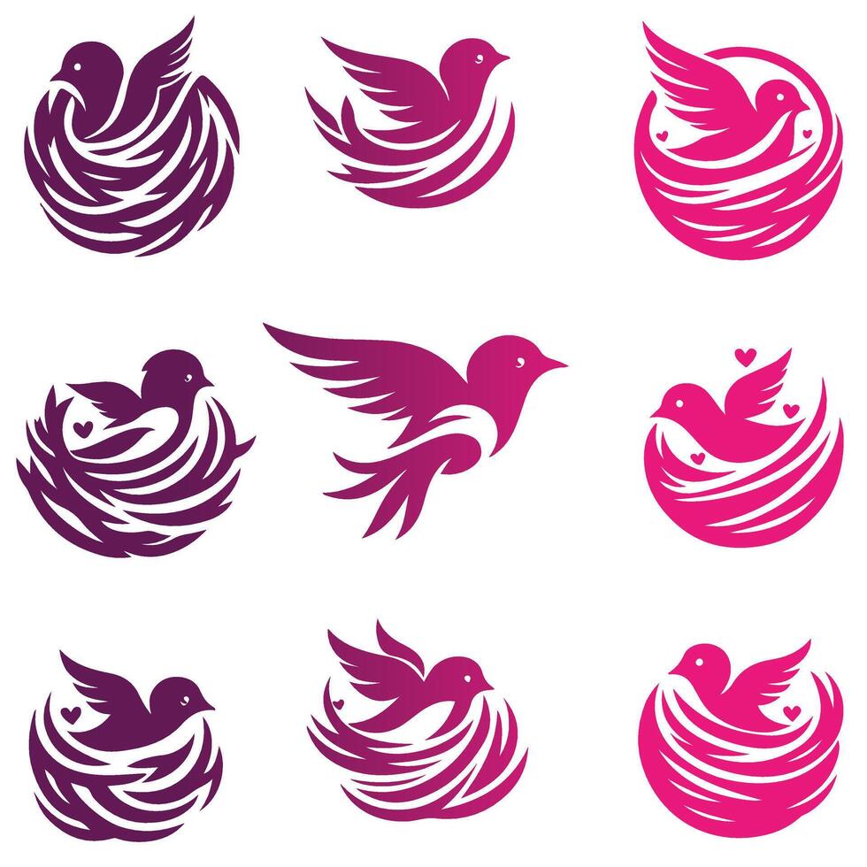 Nest Craft bird collection logo vector