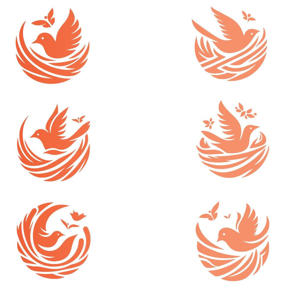 Nest Loom bird collection logo vector