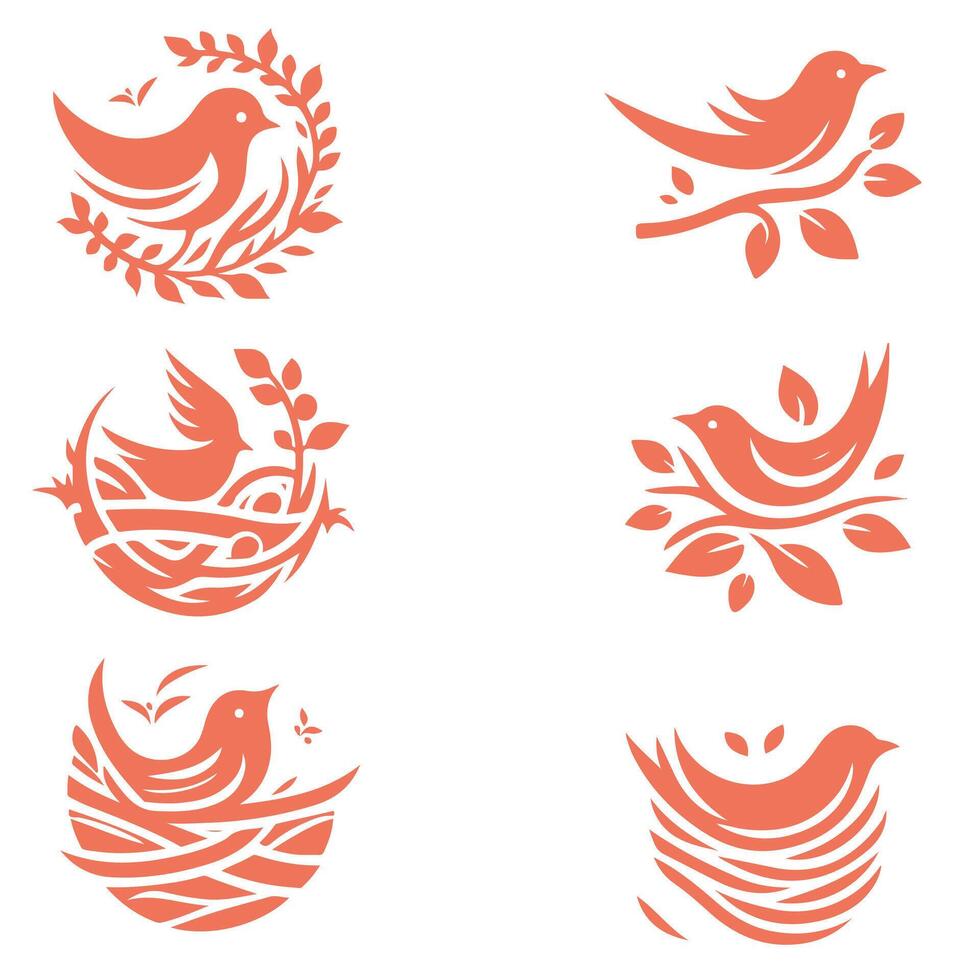 Nest Haven bird collection logo vector