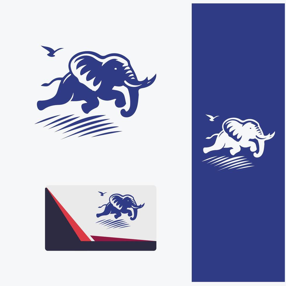 Cloudy Trunk flying elephant logo vector