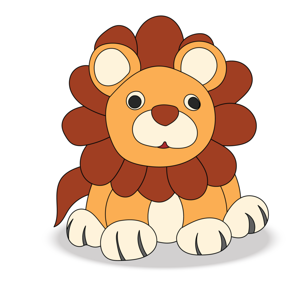 Lion. Lion drawing. Lion cub. Sitting posture. Cuteness. Cartoon image. png