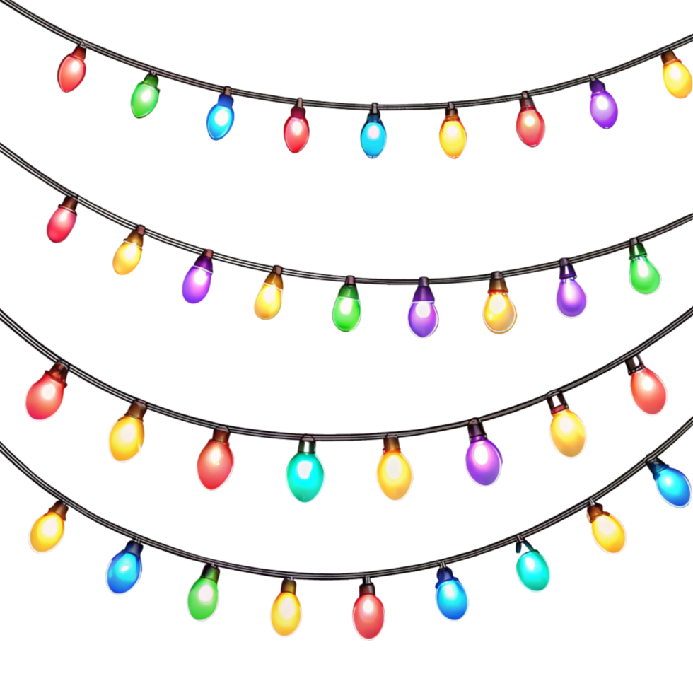Colorful Christmas Lights on a String for Holiday Decor png