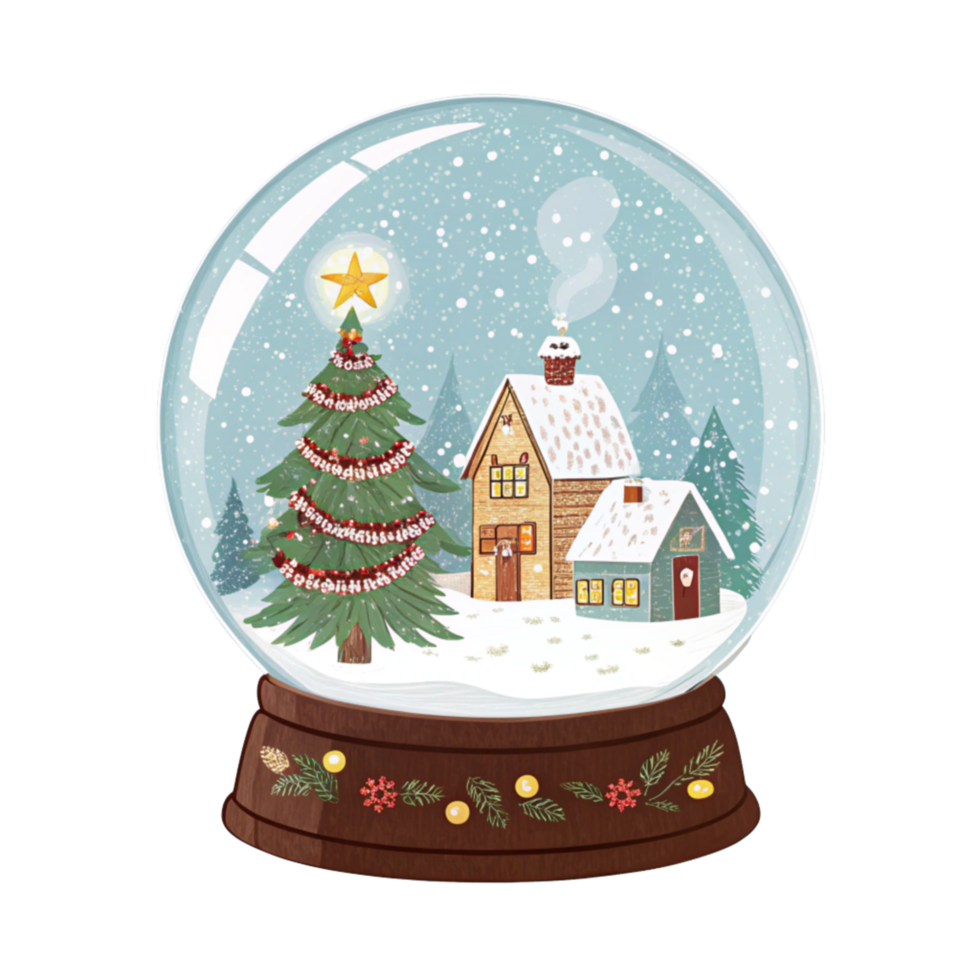 A Snow Globe With A House And Christmas Tree png