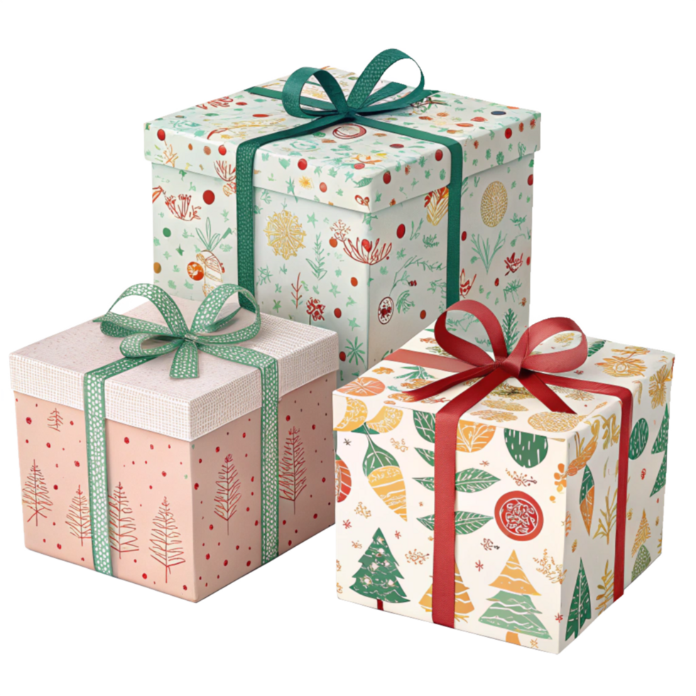 Colorful and Festive Gift Boxes for Holiday Season Christmas png