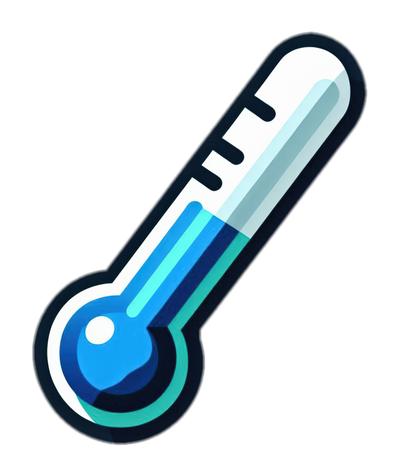 Flat thermometer icon symbolizing temperature measurement in healthcare. png
