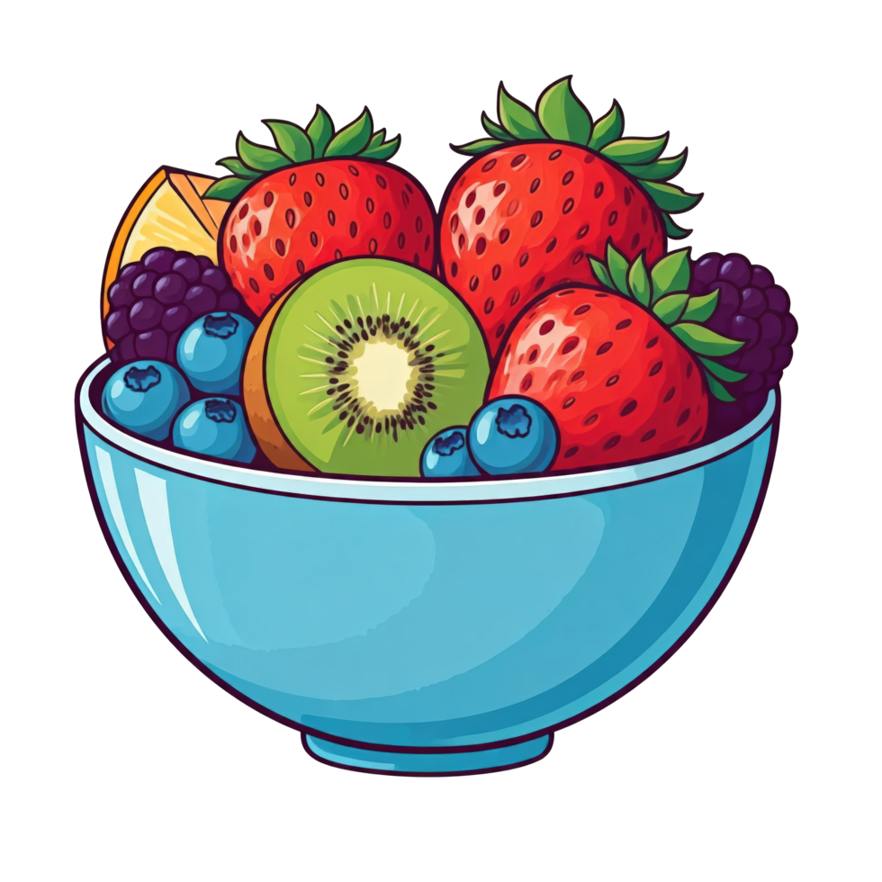 A bowl of fruit is shown in this illustration png