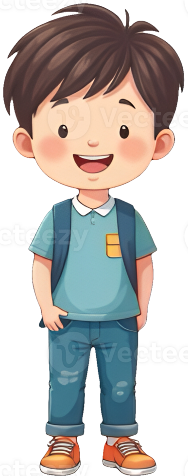 Boy with backpack and blue shirt png