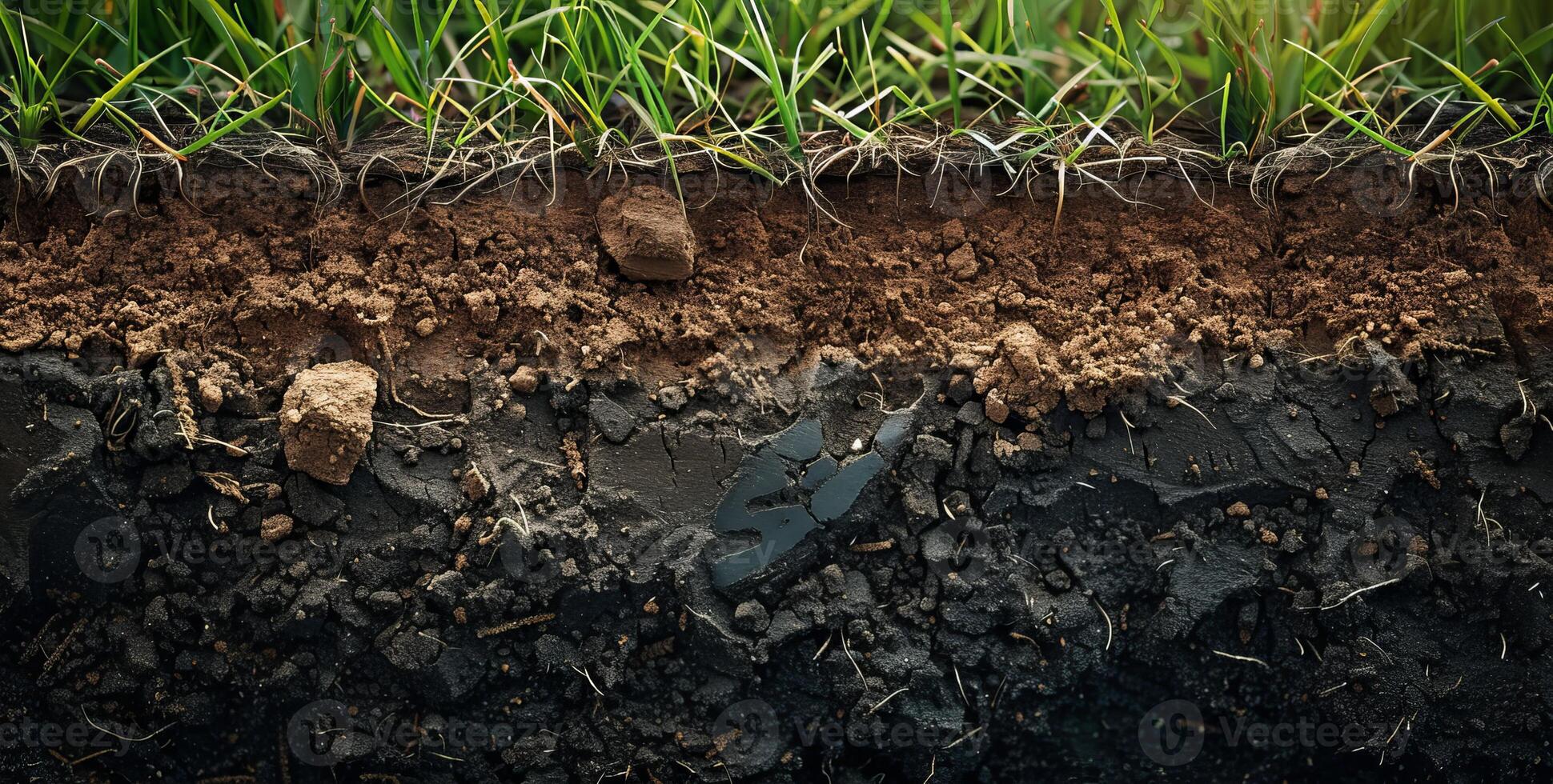 Soil layers, clay mud earth. Natural brown land background. Horizontal dirt ground cross section. Outdoors pattern. Geology surface, environment underground texture photo