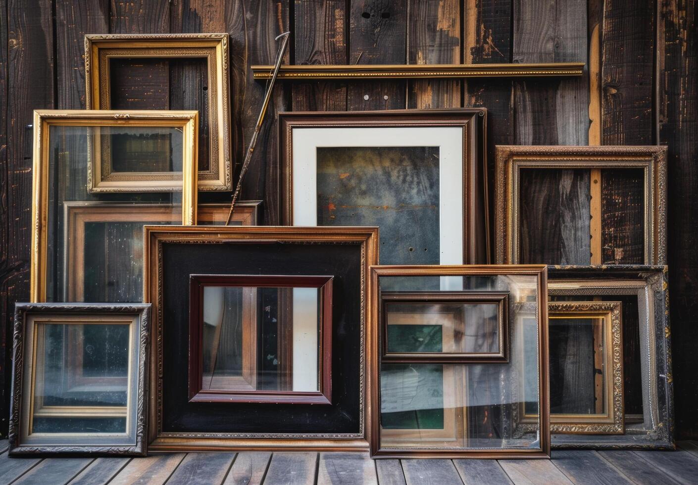 Picture frame. Antique baroque interior. Retro empty photo decoration. Vintage wood elegance art. Luxury classical exhibition