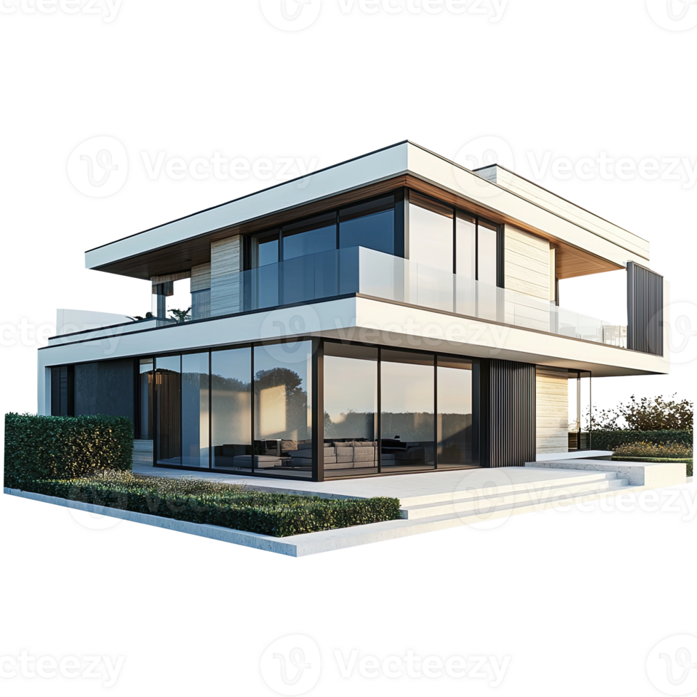 Modern house on transparent background. png