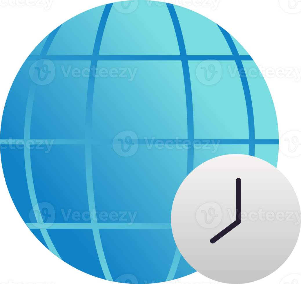A globe with a clock icon png