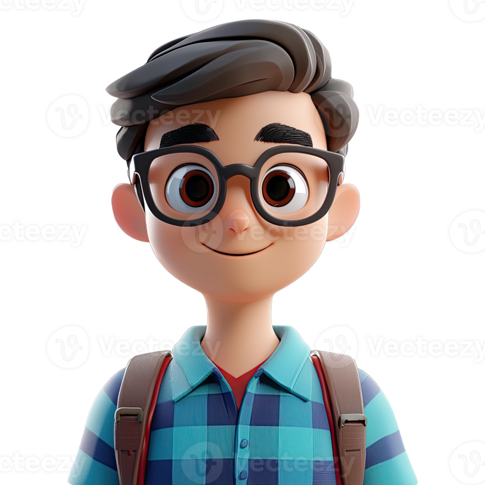 Cute cartoon boy student character png