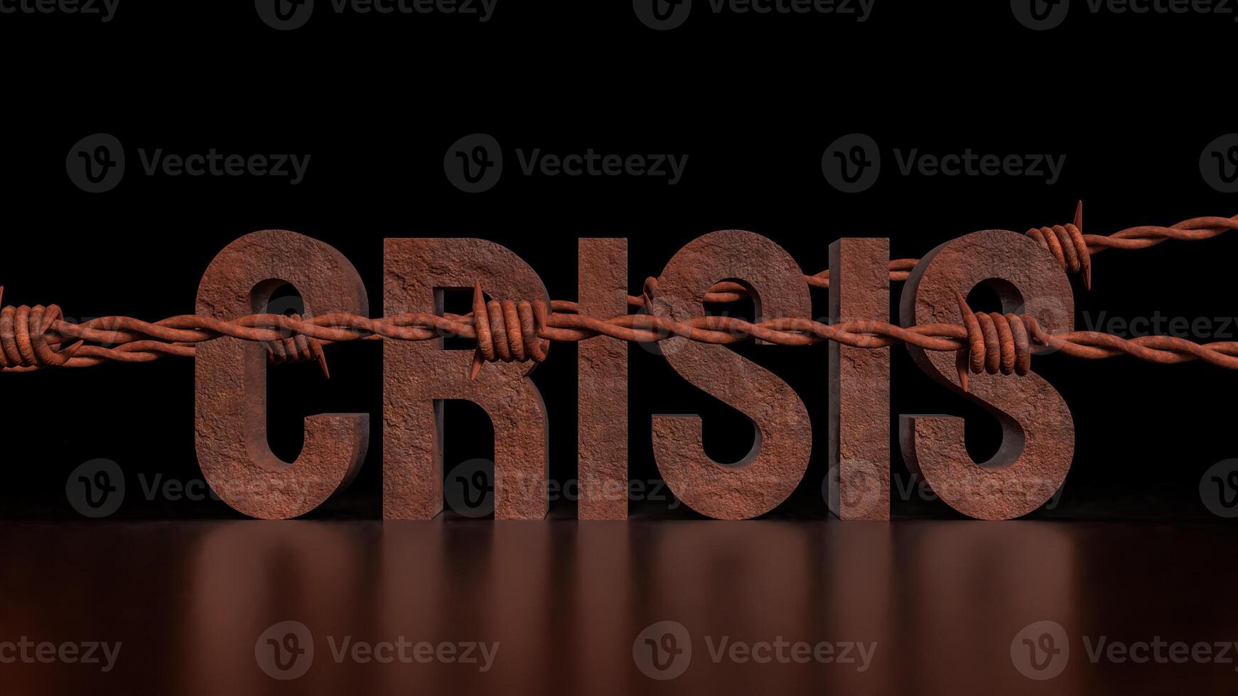 The Rusty crisis text for Business or Background concept 3d rendering. photo