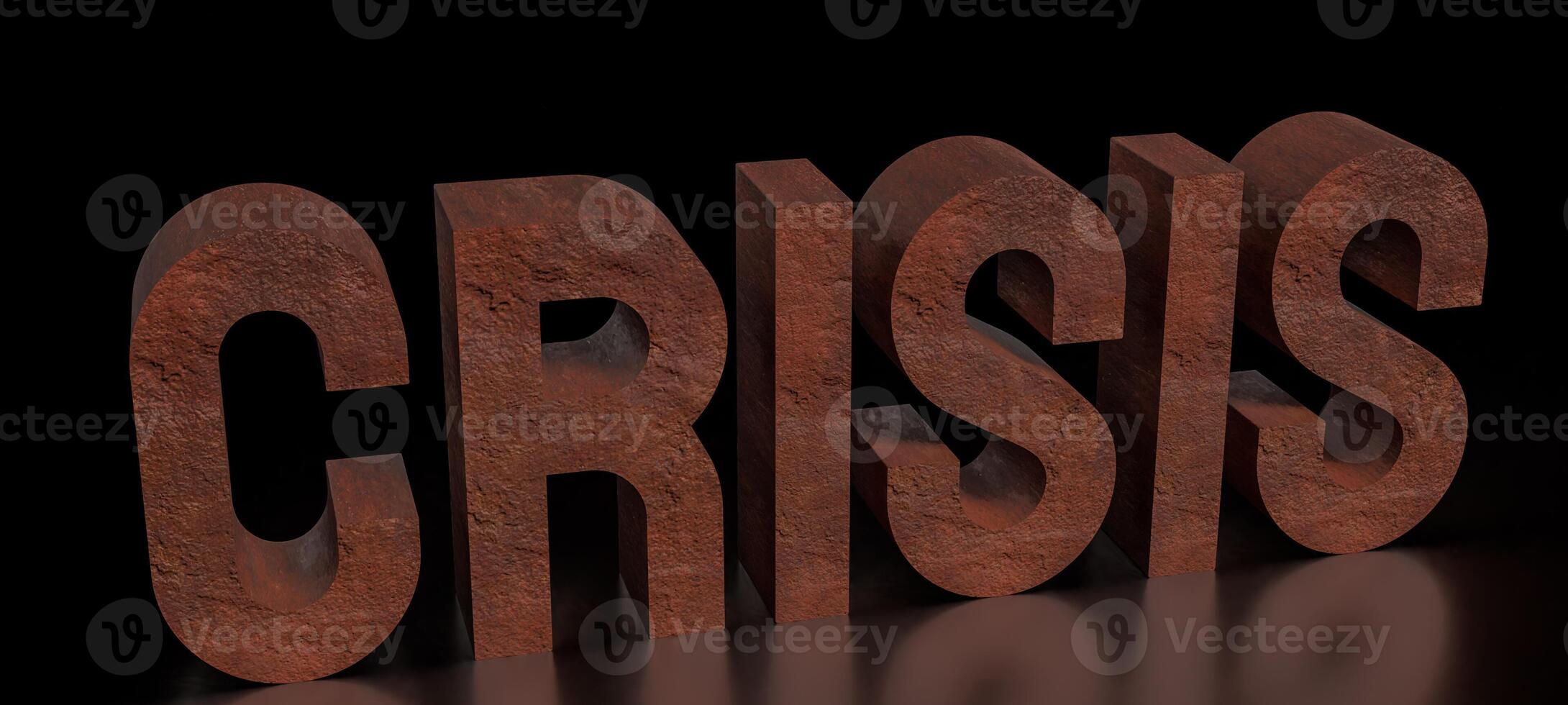 The Rusty crisis text for Business or Background concept 3d rendering. photo